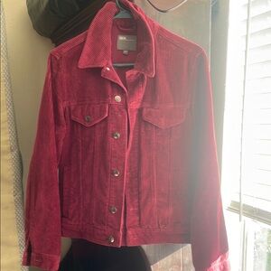 ASOS Red Corduroy Jean Jacket Cropped Style